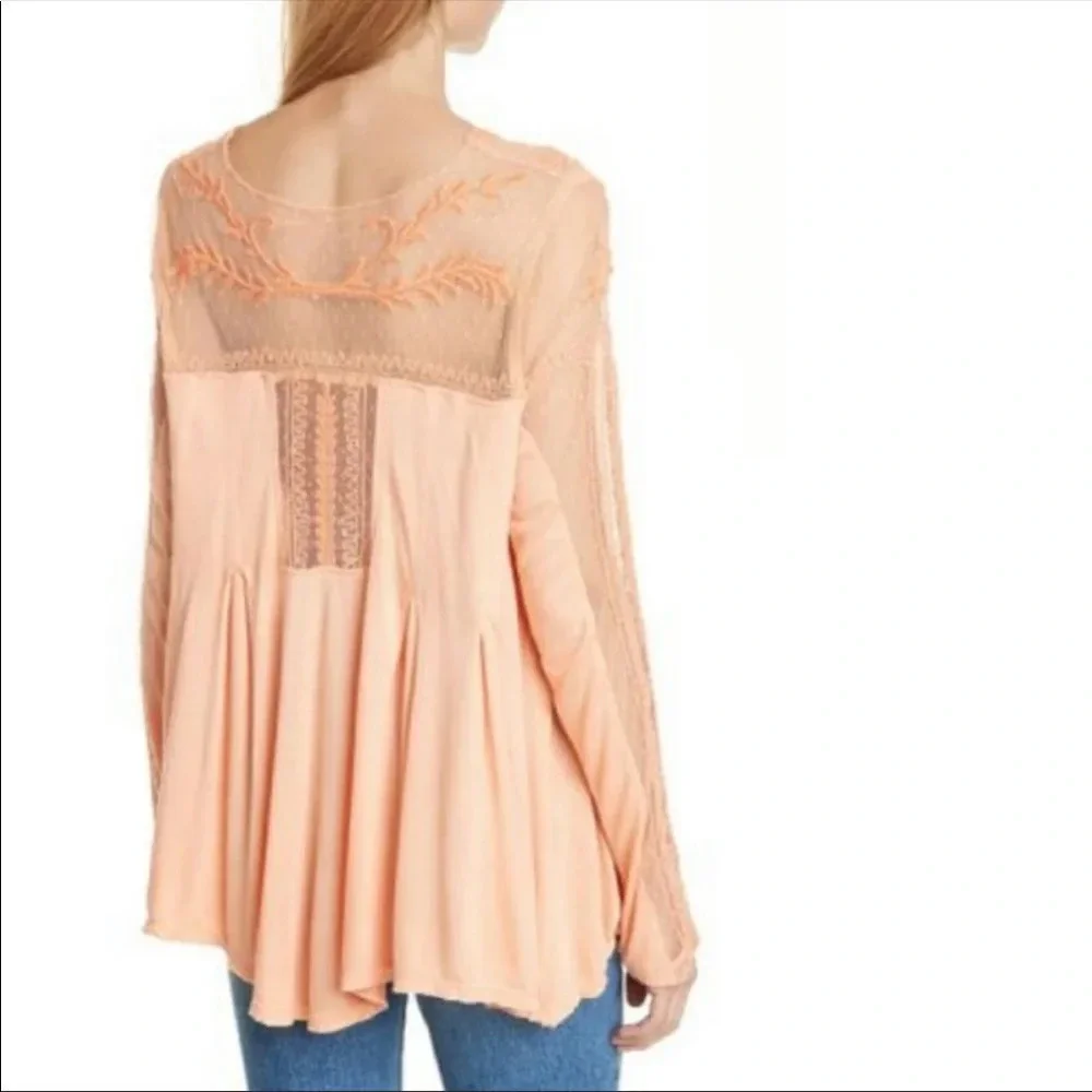 Free People Jojo Mixed Media Long Sleeve Top Havana Sands Medium